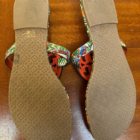 Tory Burch Miller Patent Leather Sandals - RARE Wild Birds - 8 - Picture 2 of 2